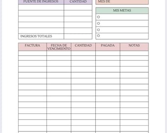 Presupuesto Mensual Digital | Planificador de Finanzas PDF | Rastreador de Gastos e Ingresos | Planner Financiero Digital