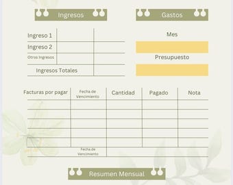 Presupuesto Mensual Digital | Planificador de Finanzas PDF | Rastreador de Gastos e Ingresos | Planner Financiero Digital