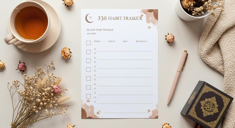 30-day Islamic Habit Tracker Printable | Muslim Daily Routine Planner ...