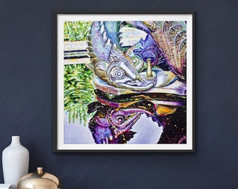 Fish Sculpture Giclee Art Print, Unframed 12 inches