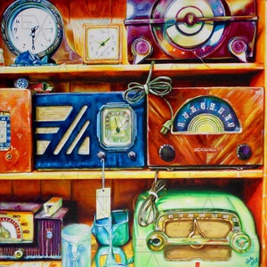 Vintage Radios Giclee Art Print, Unframed, 8 inches