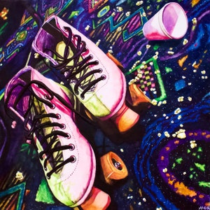 Skate Night Giclee Art Print, Unframed, 12 inches