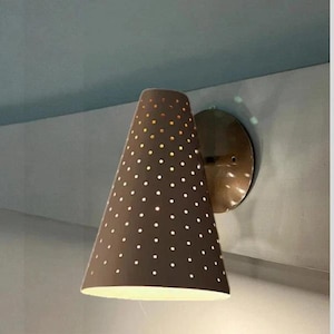 Handmade Perforated Metal Cone Wall Sconce Set: Modern Wall Lighting