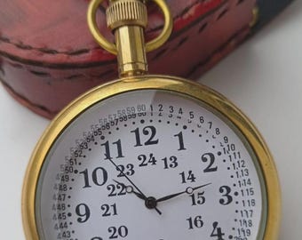 Vintage Brass Pocket Watch | Nautical Compass with Chain Gift for Dad | Grooms Man | Anniverssary |