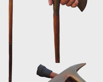 Vintage Axe Walking Stick – Brown Aluminum Head, Engraved Option
