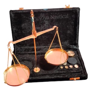 Brass Balance Scale with Velvet Box: Antique Style Gold Tool