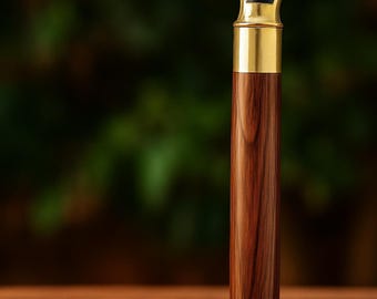 Handmade Floral Brass Handle Walking Stick: Wooden Cane, 37 Inch