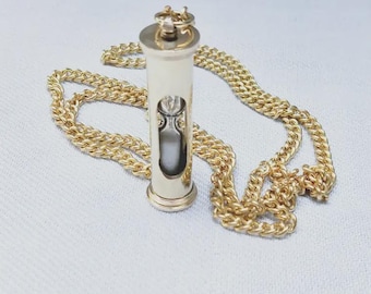 Brass Sand Timer Necklace | Vintage Hourglass Pendant, 30" Gold Chain