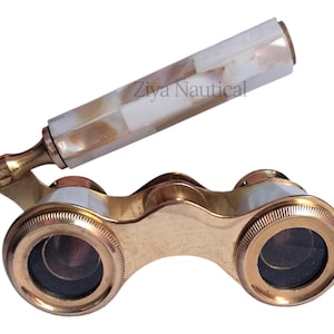 Antique Brass Opera Glasses: Mother of Pearl Inlay, Theater Binoculars