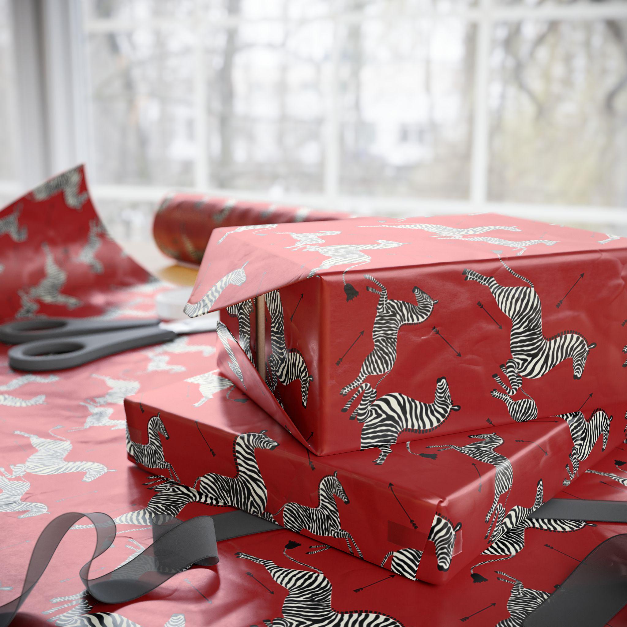 Royal Tenenbaums Wes Anderson Scalamandre Zebras Masai  Wrapping Paper, Unique Gift Wrap for Birthdays, Holidays, Gift Packaging