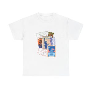 Camiseta retro con postales de EE. UU. - Camiseta unisex de algodón grueso, regalo para viajeros, camisetas del 4 de julio, estilo vintage, camiseta informal de verano