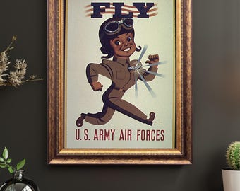 Cartel de reclutamiento de las Fuerzas Aéreas del Ejército de EE. UU. de la Segunda Guerra Mundial (JPG digital)