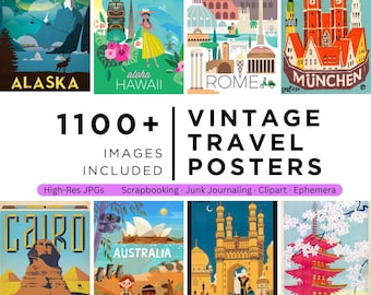 Vintage Travel Posters Collection | World City Prints, Retro Decor (Digital Download)
