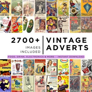 Collezione di annunci pubblicitari d'epoca / Pubblicità antiche e dei primi anni del 1900 / Archivio di arte murale stampabile (download digitale)