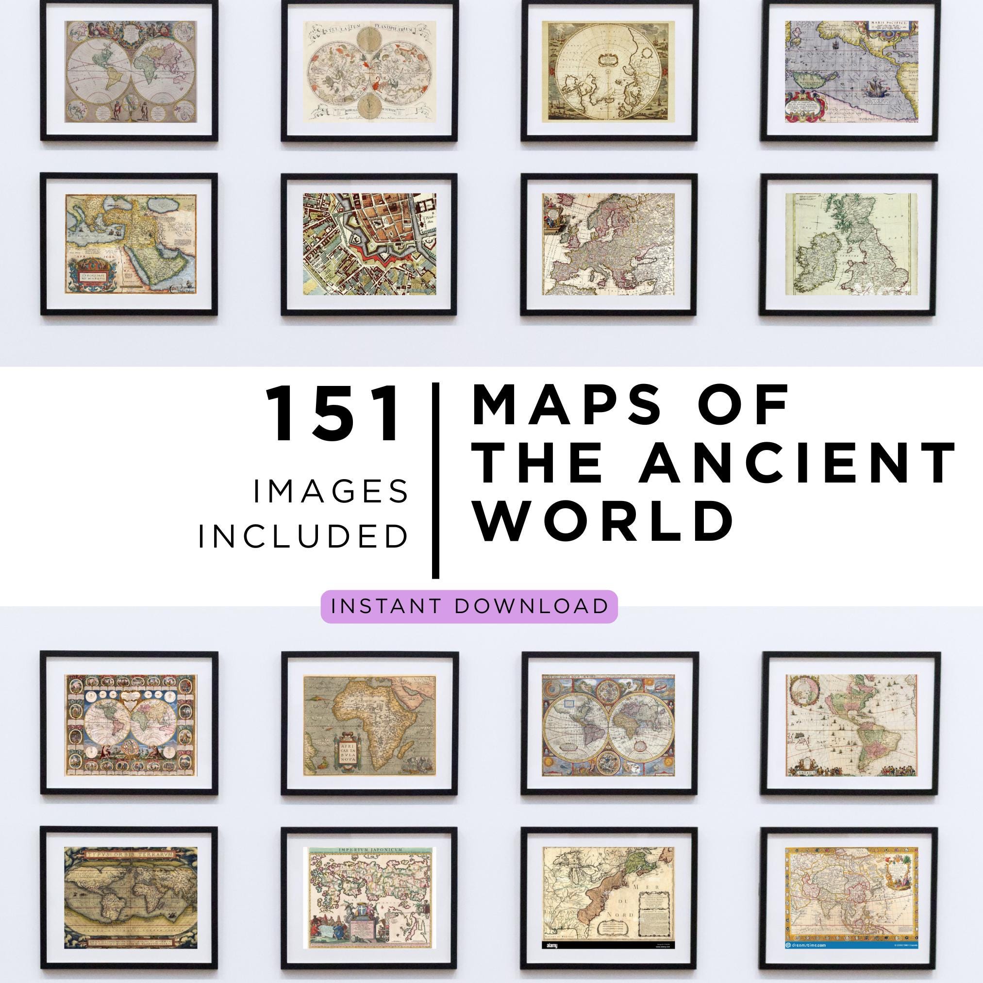 Antique & Ancient Maps Collection, Historic World Map Prints 