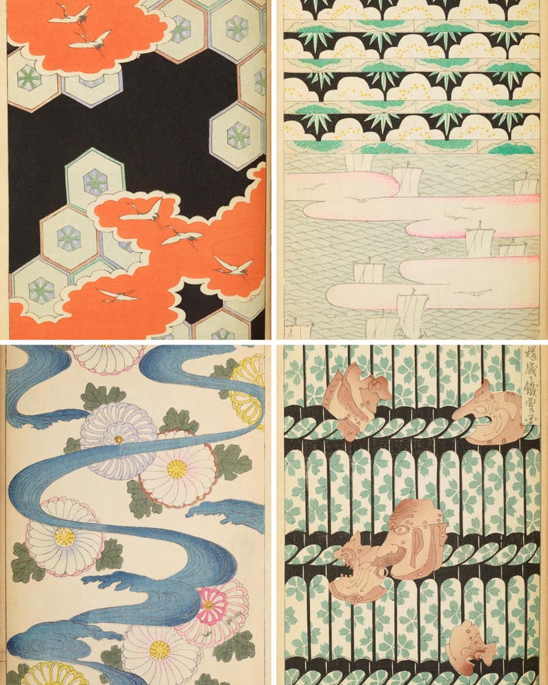 Shin Bijutsukai Japanese Art Patterns: Vintage Printable Designs (JPG ...