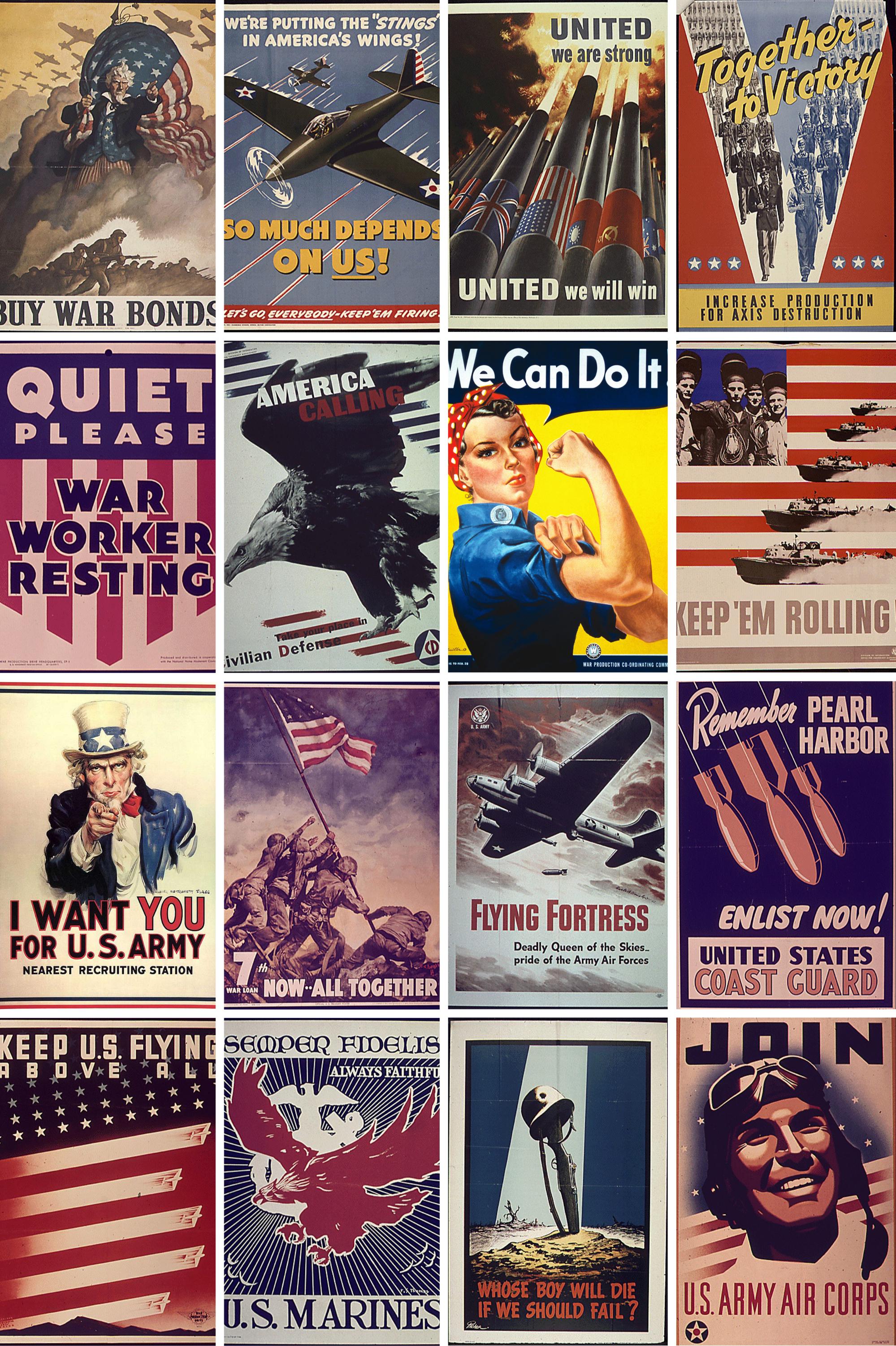 Vintage War Posters PNG Bundle: WWI, WWII Military Graphics (digital ...