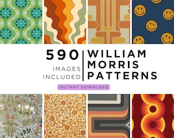 William Morris Patterns, Arts & Crafts Floral Designs, Vintage Posters, Printable Wall Art, Commercial Use (Digital Download)