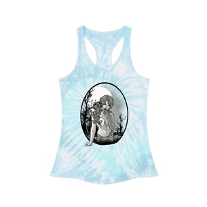 Tie Dye Boho Racerback Tank Top, Women&#39;s Summer Sleeveless Shirt for Festivals, Beach, Yoga, Casual Wear, Unique Graphic Tee