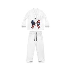 Patriotic Women's Satin Pajamas - Perfect for Independence Day, Cozy Sleepwear, Holiday Gift, Relaxation, Lounge Set