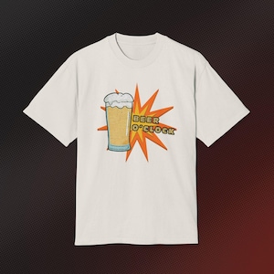 Beer O&#39;Clock Faded Tee: Unisex Heavy Cotton, Casual Style