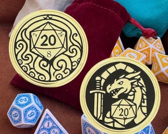 Moneda de decisión del Dragón de Latón D2 – Moneda del juego de rol DnD