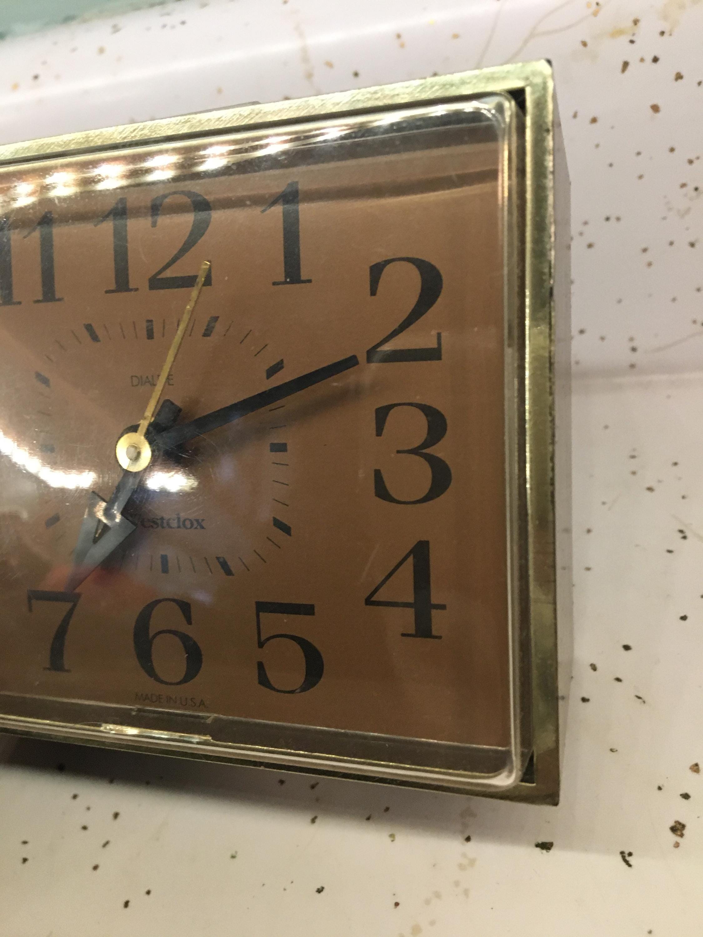 Vintage Alarm Clock Westclox Electric, Woodgrain, 1960's or 70s