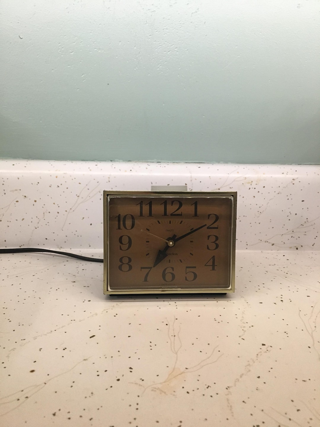 Vintage Alarm Clock Westclox Electric, Woodgrain, 1960's or 70s