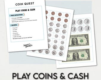 Printable Play Money Set – Coins & Dollar Bills, Math Learning (Digital Download)