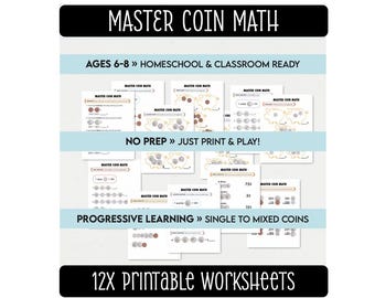 Practice Adding & Subtracting US Coins – Scaffolded Money Math Worksheets for Kids