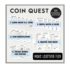Coin Counting Worksheets – U.S. Money Math Printable (Digital Download)