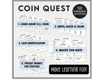 Coin Counting Worksheets – U.S. Money Math Printable (Digital Download)