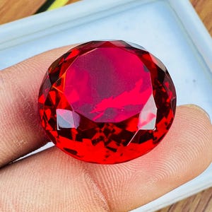 Rare Red topaz Oval Shape Cut Gemstone -- large Faceted Statement Crystal For Jewelry making!!