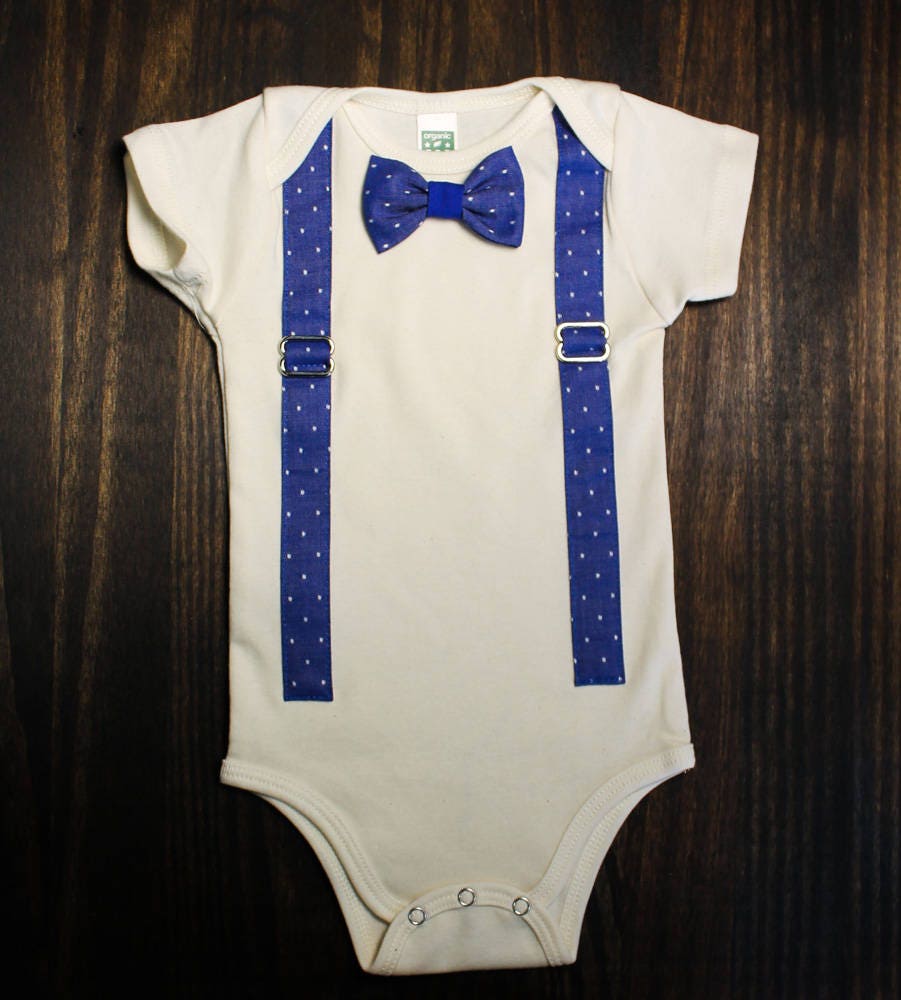 Baby Boy Blue Onesie / Suspender Onesie / Fancy Baby Outfit / Etsy
