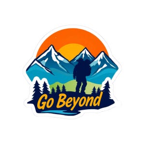 Adventure-Themed Kiss-Cut Stickers | Go Beyond | Outdoor Decor, Laptop Stickers, Travel Gifts, Nature Aesthetic, Wall Art