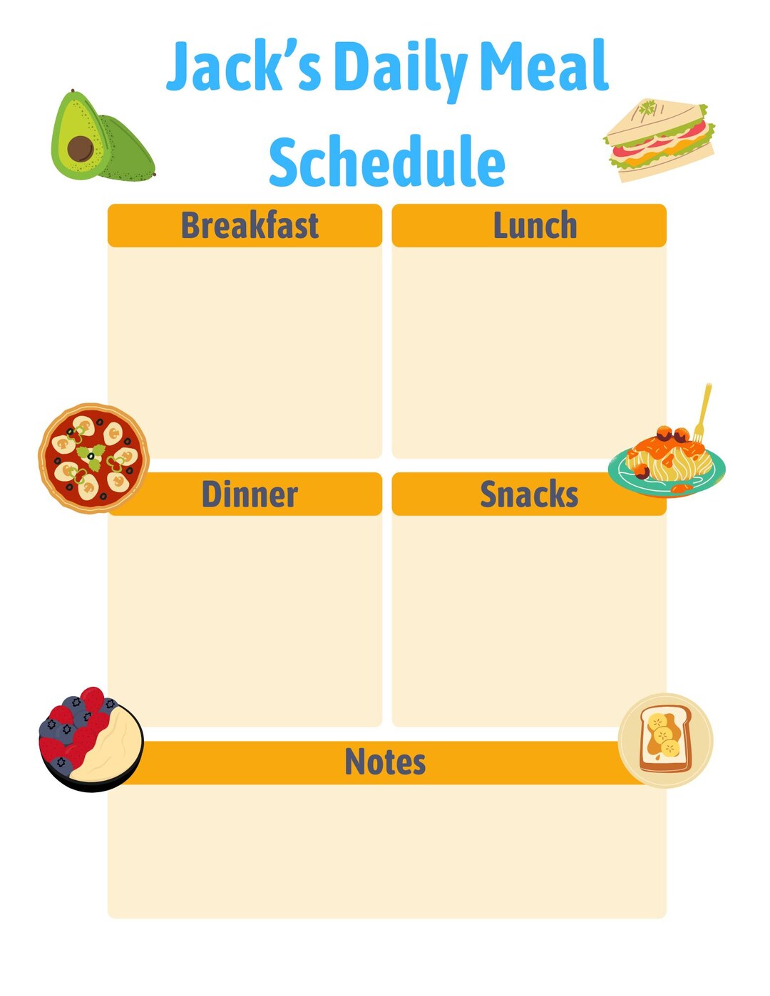 Printable Kids Daily Meal Planner | Food Tracker (digital Download) - Etsy