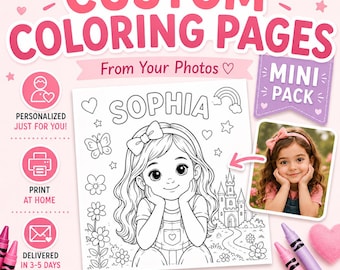 Custom Photo Coloring Book Pages | Storybook Style Kids Art (Digital Download)