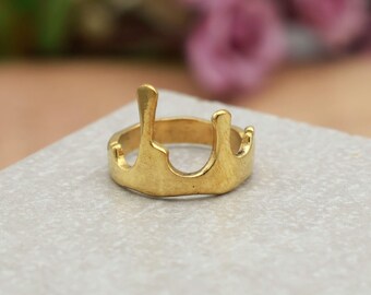 Organic Gold Ring, Molten Gold Band, Abstract Crown Ring, Handmade Statement Ring, Minimalist Gold Jewelry, Gift for Her