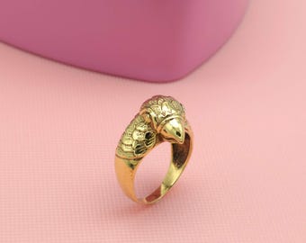 Gold Eagle Head Ring, Bold Bird Ring, Vintage Animal Ring, Statement Men Ring, Gothic Eagle Jewelry, Unisex Statement Ring