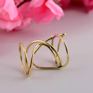 Arthritis Ring Minimalist Brass Ring, Adjustable Gold Tone Wire Wrap Ring for Swollen Fingers, Lightweight Handmade Jewelry