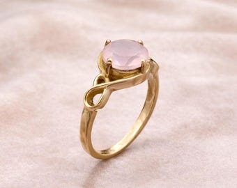 Rose Quartz Gold Ring, Pink Gemstone Ring, Dainty Gold Ring, Minimalist Jewelry, Engagement Ring, Gift for Her, Handmade Ring
