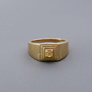 Brass Square Signet Ring • Minimal Brass Ring for Men • Vintage Brass Jewelry • Handmade Unisex Ring • Gift for Him & Her