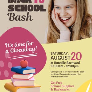 Back to School Bash Flyer Template: DIY Community Event Invitation (8.5x11 in - US Letter)
