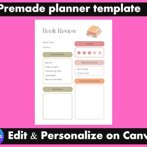 Digital Reading Journal & Planner | Goodnotes Journal, Reading Log, Book Review, Bookshelf, Reading Tracker, Digital Journal