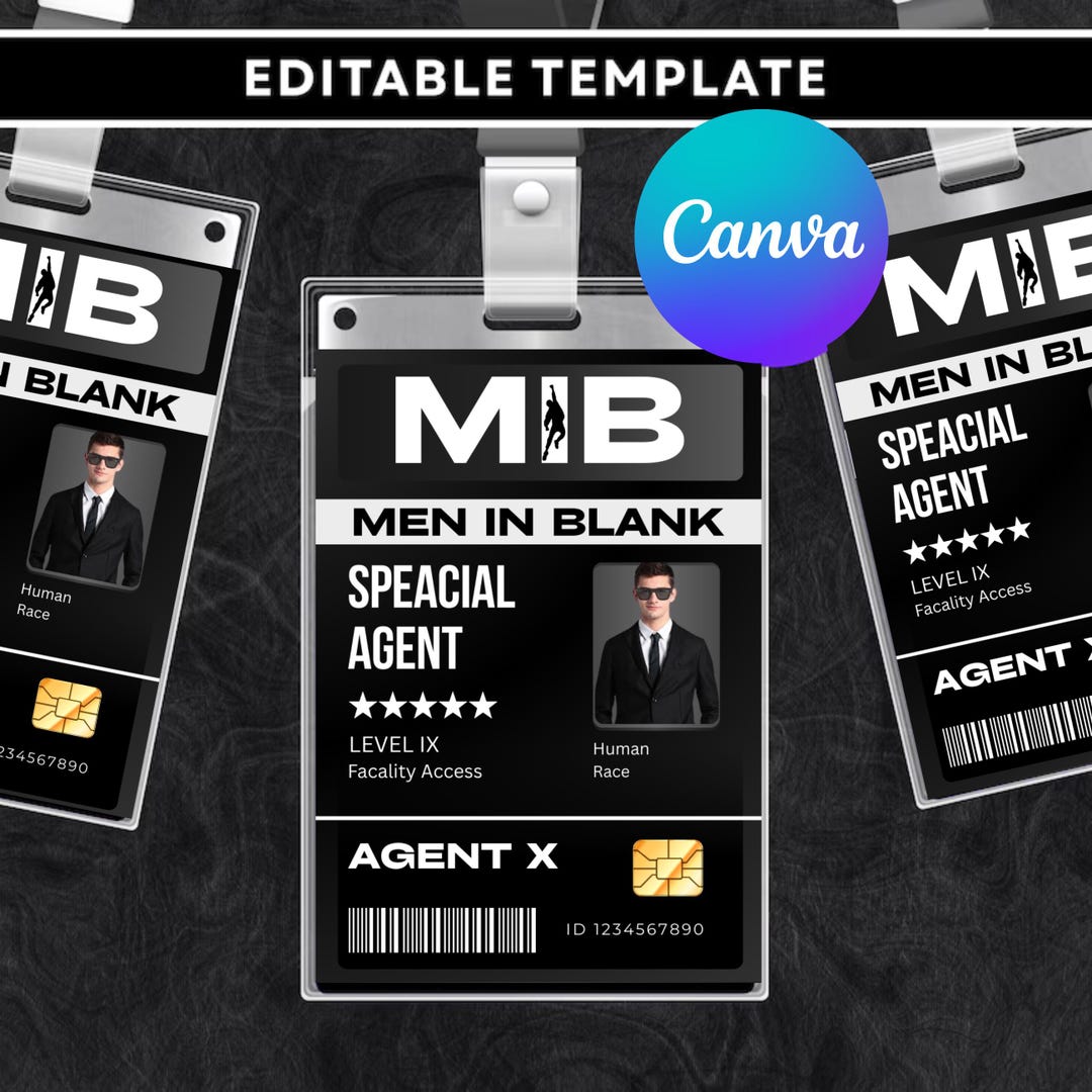 Editable MIB Agent ID Badge for Cosplay & Movie Costume, Printable ...