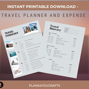 Travel Planner and Expense Tracker | Printable Travel Budget Planner | travel budget and itinerary planner | travel journal with itinerary
