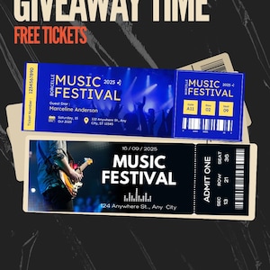 Music Festival Ticket Template: Editable Concert or Rave Pass (Digital Download)