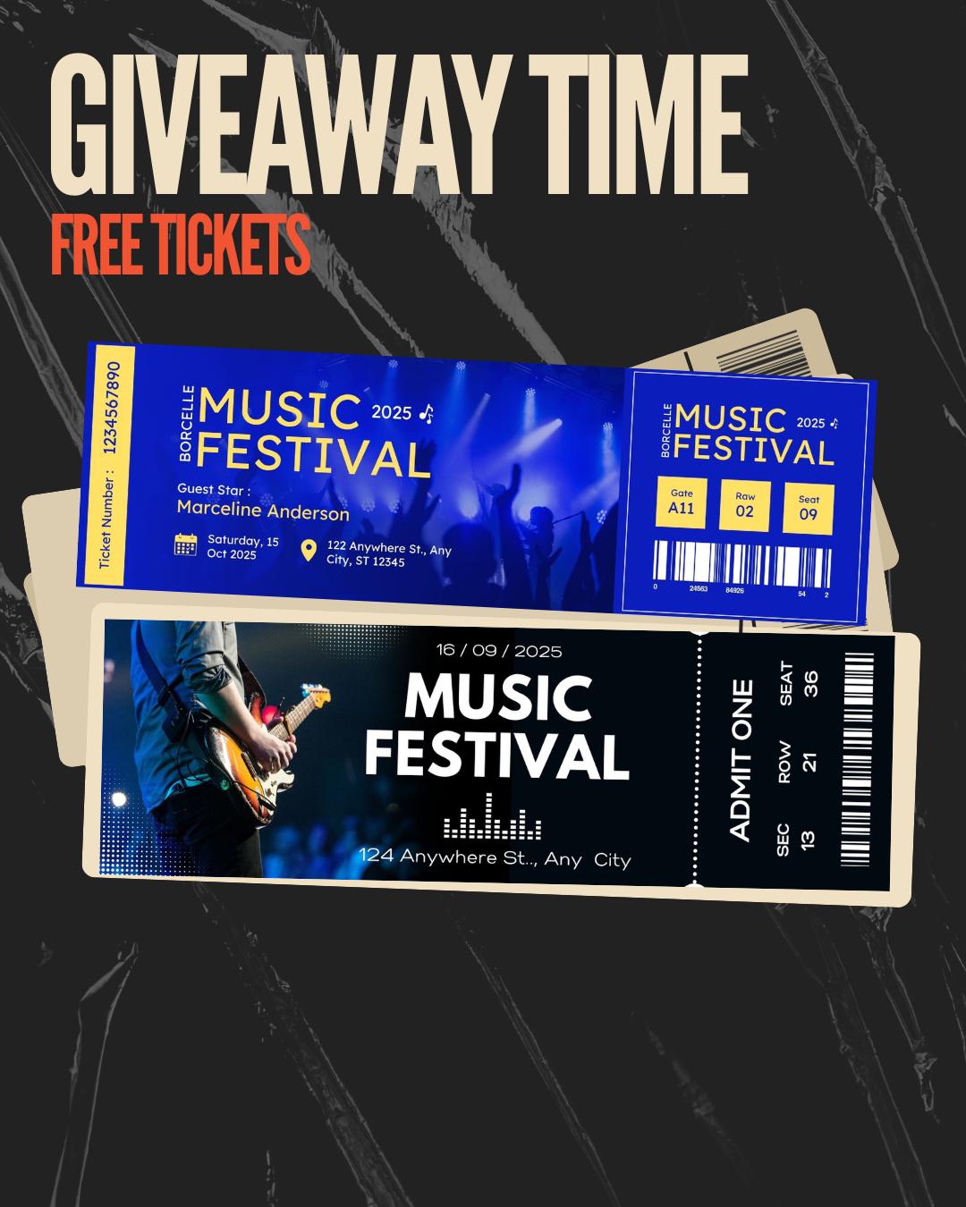 Simple Rave Style Ticket Invites Music Festival Ticket Template: Editable Concert or Rave Pass (digital ...