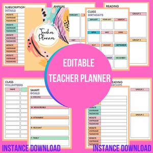 Teacher Planner Printable,Weekly Monthly Lesson Planner,Classroom Organizer Binder,Academic Year Teacher Calendar,Editable instance download