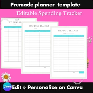 Spending Tracker Printable | Expense Log, Budget Planner & Monthly Expense Tracker PDF, Instance Download